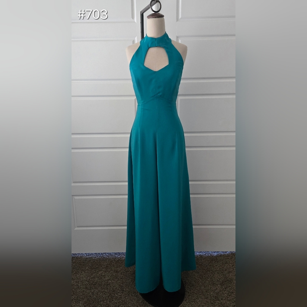 Teal Halter Crepe Jumpsuit